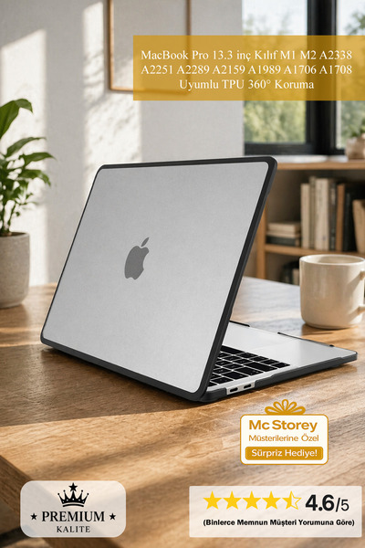 Mcstorey MacBook Pro 13.3 inç Kılıf – M1 M2 Uyumlu TPU 360° Koruma | A1706-08...