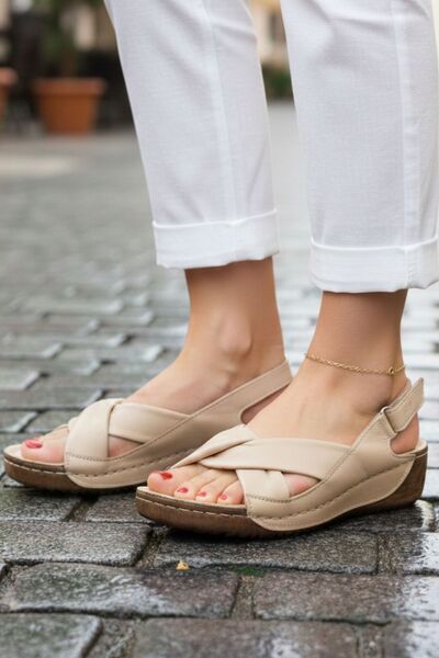 N Napa Shoe Γυναικεία σανδάλια από γνήσιο δέρμα με λουράκι πλάτης σταυρωτό άν...