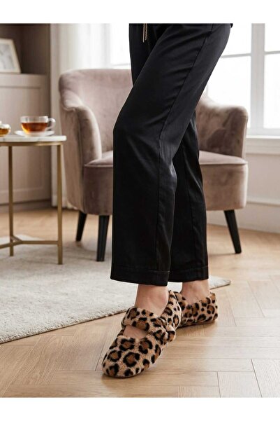 Luvesta Shoes LUVESTA LASTİKLİ LEOPAR EV BABETİ