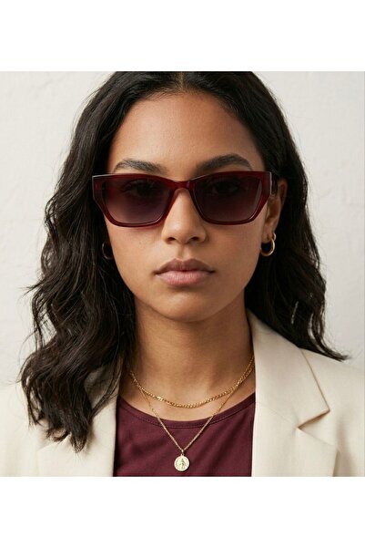 mirvia Women's Red Rectangular Sunglasses Retro Vintage Stylish Design Uv400 ...