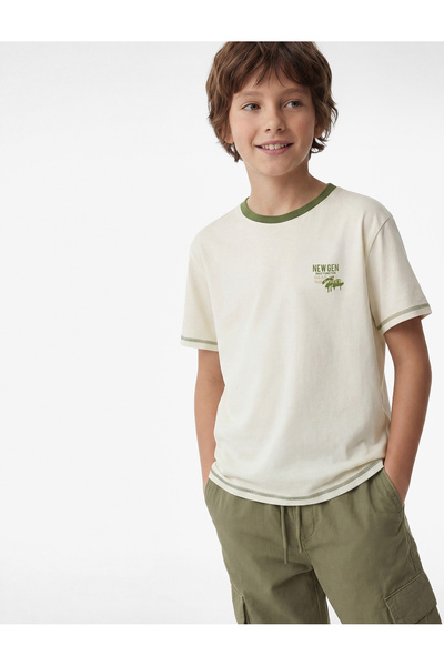Koton Cotton Short Sleeve Crew Neck Printed T-Shirt