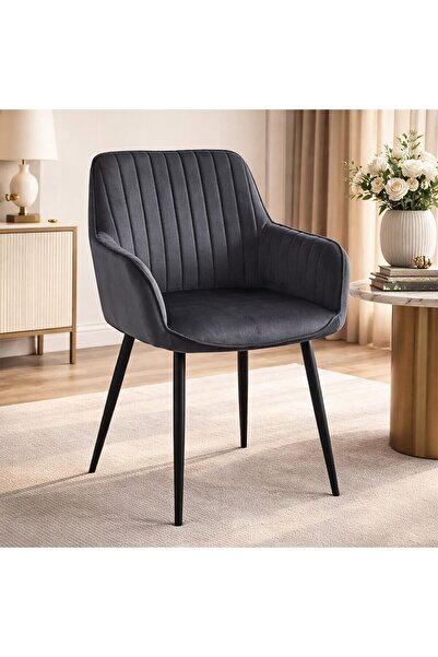 Leobert Scaun stil fotoliu bucatarie/living, Artool, Solden, catifea gri inch...