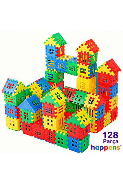 HAPPENS 128 Parça Puzzle City 3d Yapı Ve Tasarım Blokları Eğitici Oyuncak