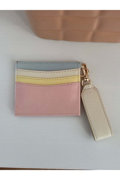 lalettobags Women's Bow Detailed Shiny Faux Leather Card Holder with Keychain