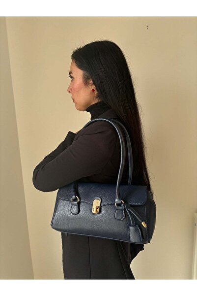 Women's Navy Blue Rosa Model Shoulder Bag with Cover