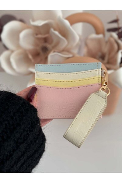 lalettobags Women's Bow Detailed Shiny Faux Leather Card Holder with Keychain