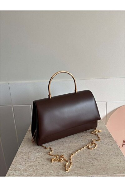 lalettobags Γυναικεία Καφέ Τσάντα για Βραδινό Φόρεμα - Με Λουράκι Αλυσίδας