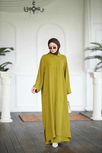 NS Moda Tesettür Rona Takım Yağ yeşili Model-531