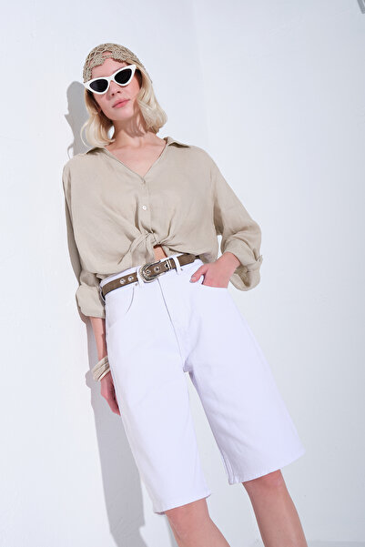 Maule شورت جينز مريح فضفاض للنساء بطول الركبة @Taranto