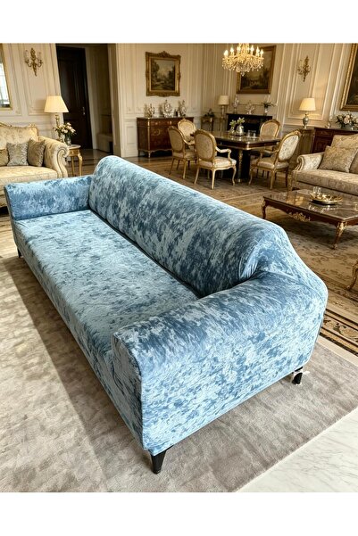 Hazineci Bey Βελούδινο μπλε ελαστικό κάλυμμα καθίσματος |   Κάλυμμα καναπέ γι...