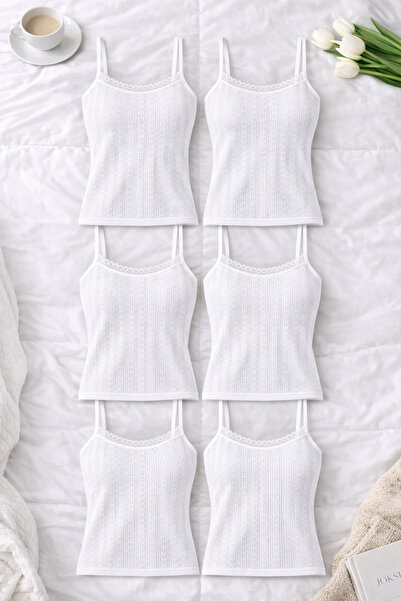 ROZELT Γυναικείο Σετ 6 Αθλητικών Μπλουζών από 100% Βαμβάκι με Ριμπάνα Λευκή Μ...