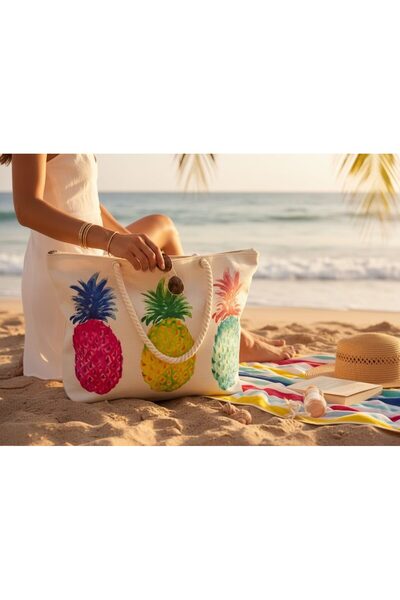 Intisimo Geantă de plajă, mare, la modă, portofel cadou, model cu ananas