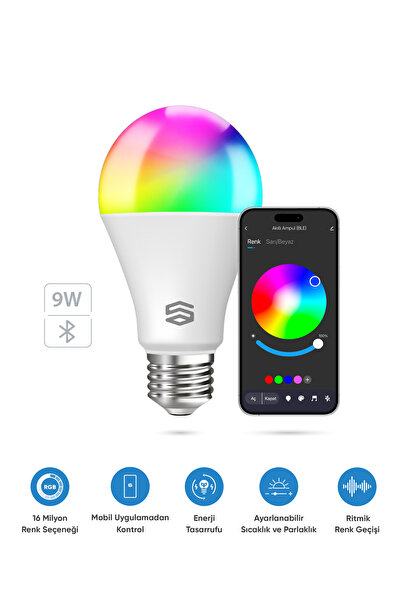 Smart Rgb Led Bulb Bluetooth 16m Color, Adjustable Brightness
