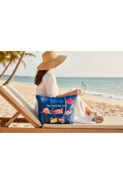 Intisimo Geantă de plajă, Modă, Tropical, Bleumarin