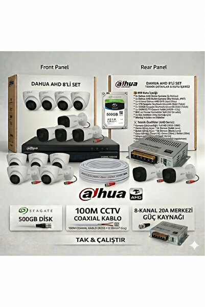 DAHUA 8 Kameralı Full HD AHD - 4 İç + 4 Dış Mekan