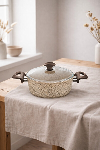 FALEZ Creamy Granit Derin Tencere 16 Cm