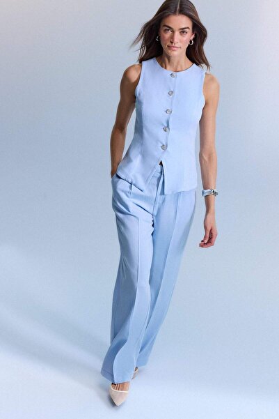 DeFacto Ίσιο παντελόνι με ψηλή μέση από λινό μείγμα H4576AX26SM