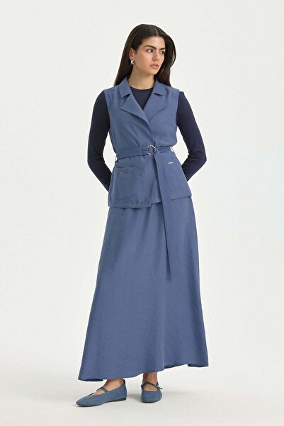 Nihan Vest Tie-Detail with Skirt TENCEL™ Set Indigo