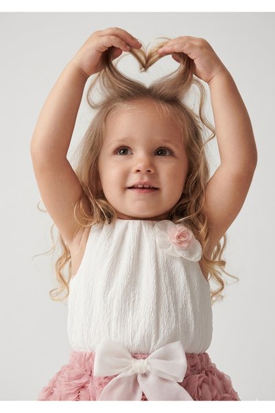 aysskids Berry Girl's Baby Rose Detailed Fluffy Tutu Skirt 2-Piece Set