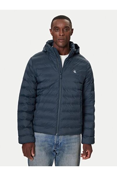 Calvin Klein Ls Νάιλον Ελαφρύ Φουσκωτό Μπουφάν με Κουκούλα και Φερμουάρ