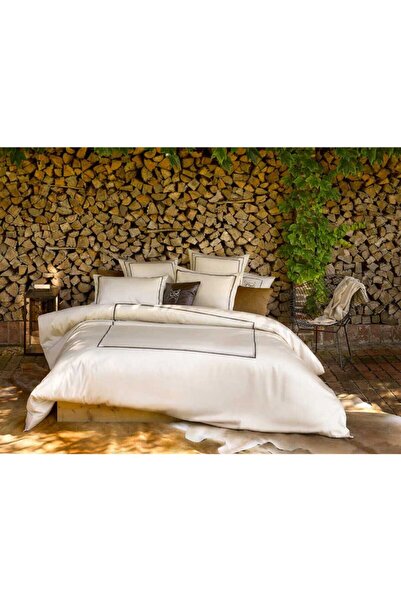 METİNEV Double Cream Color Black Striped Duvet Cover Set