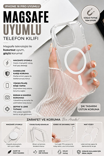 SyncCase iPhone 16 Pro Kılıfı Telefon Kılıfı Telefon Kabı Magsafe Kılıf Uyuml...