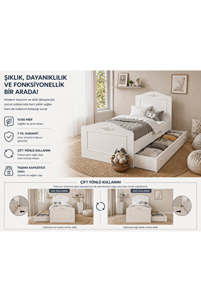VENATTO Romantic Yavrulu Karyola (90X190)%100mdf Üretimi