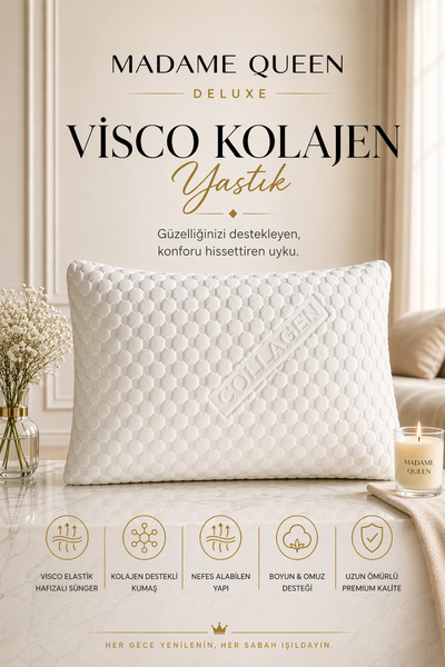 MADAME QUEEN Πολυτελές Μαξιλάρι Visco Collagen 60x40 εκ.