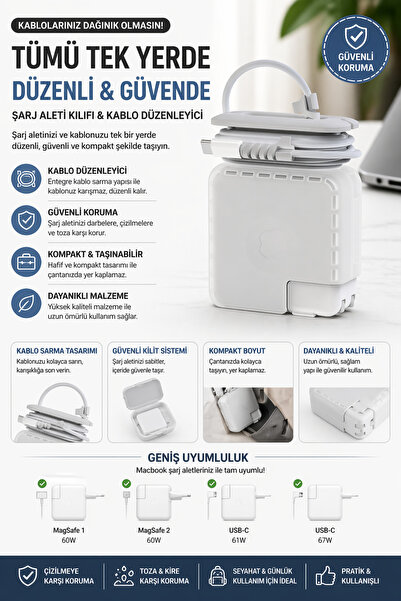 SyncCase Şarj Aleti Kılıfı Macbook Pro Magsafe 1-2 60w Type-c 61w-67w Ile Uyu...