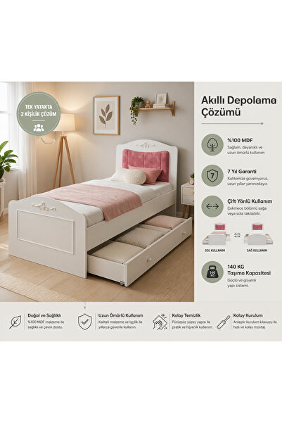 VENATTO Romantic Yavrulu Karyola (90X190) (%100MDF)