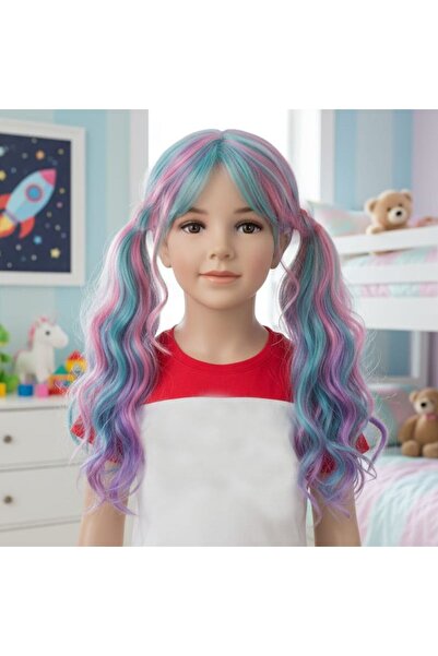 partidolu Αποκριάτικη περούκα για πάρτι Harley Quinn σε μικτά χρώματα 60 εκ. ...