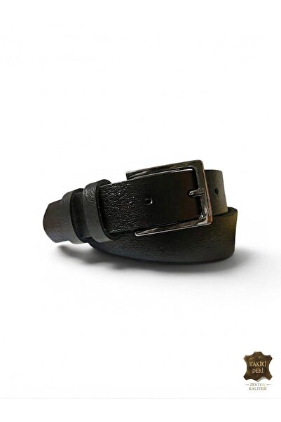 ZEKTON Curea neagră unisex pentru copii din piele naturală