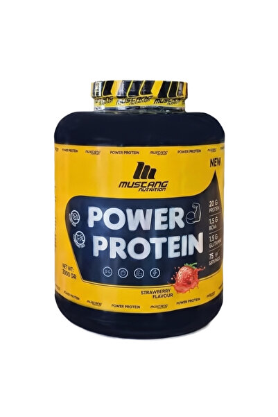 Mustang Nutrition مسحوق بروتين باور 3000 جرام 75 حصة فراولة + شيكر + قهوة برو...