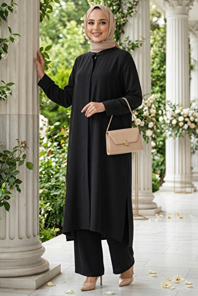 N.S NEVA STYLE Μαύρο Τριπλό Κοστούμι Μαντίλι με κουμπιά 76591S