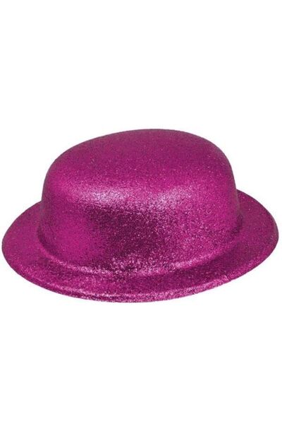 partidolu Ροζ Χρώμα Στρογγυλό Πλαστικό Καπέλο πάρτι Glitter 1 Τεμάχιο