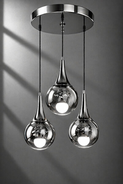 MINIMAL ETICARET VE BILGI TEKNOLOJILERI Rains Silver Chrome TRİO 3'lü Plafony...