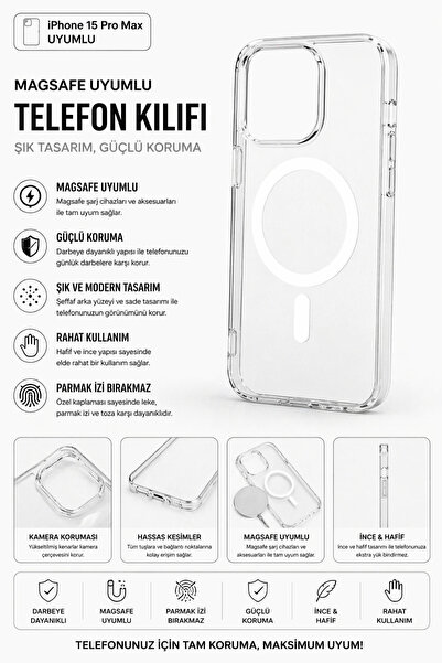 SyncCase iPhone 15 Pro Max Telefon Kılıfı Magsafe Kılıfı iPhone ile Uyumlu Şe...