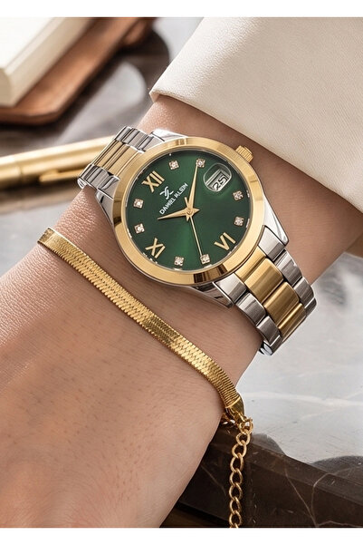 Daniel Klein Kadın Rose Gold Roma Rakamlı, Taşlı Kadran, Bileklik Hediye Takv...
