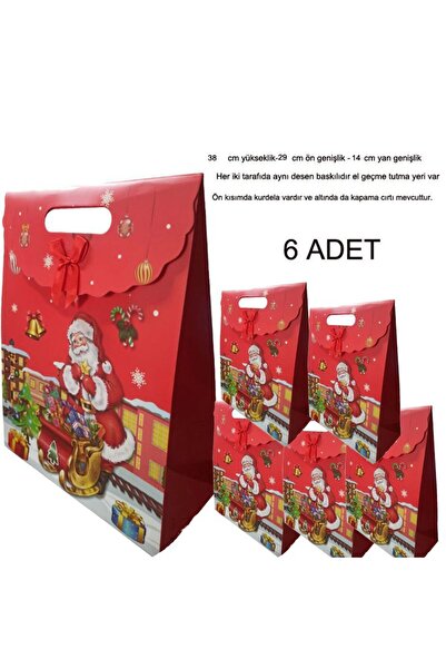 partidolu Χάρτινη τσάντα δώρου Χριστουγέννων Τσάντα 38x29x14 εκ. 6 Τεμάχια Μο...