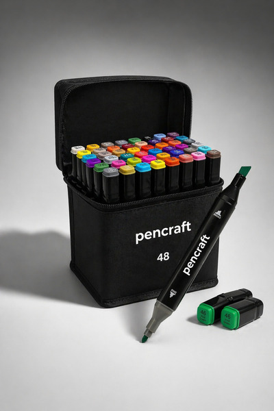 BEYZANA Pencraft 48 Adet Çift Taraflı Marker Kalem Seti Çanta
