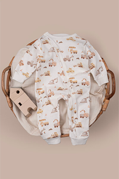 Vauva Bebek Çocuk Tulum Uzun Kollu Baskılı Fermuarlı Kız Erkek Pijama Tulum