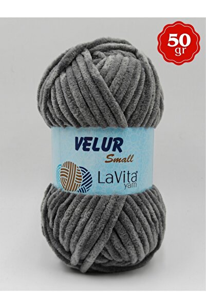 LaVita Yarn LaVita Velur Small Kadife El Örgü İpi %100 Polyester 50gr (6019 GRİ)