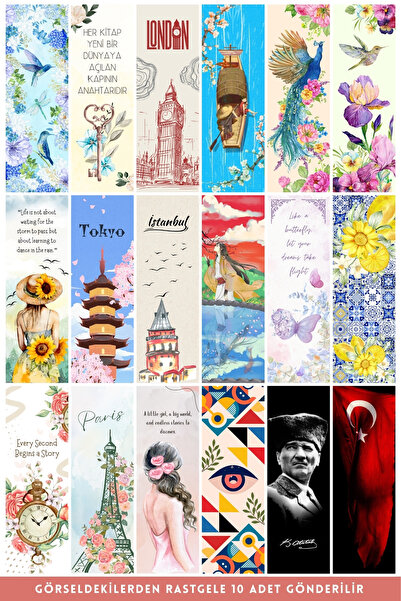 Bimotif 10 adet karışık kitap ayracı seti