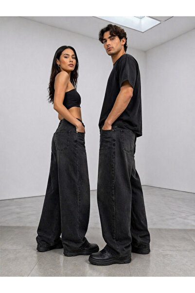 St.Poll Παλαιωμένο Ναυτικό Μπλε Πλυμένο Unisex Φαρδύ Τζιν Παντελόνι