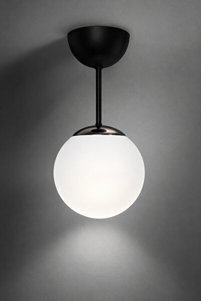 MINIMAL ETICARET VE BILGI TEKNOLOJILERI Globe Black & Silver ONE Beyaz Cam Avize