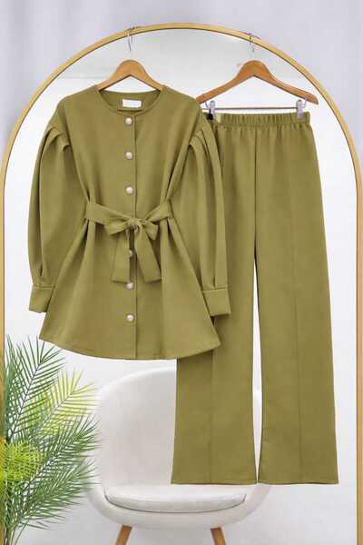 MODA VEDAT Γυναικείο μπλουζάκι με μανίκια μπαλόνι - Σετ παντελόνι και μπλουζά...