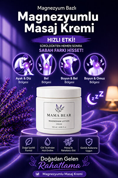 Mama Bear Magnezyumlu Masaj Kremi %100 Doğal - Ayak, Sırt, Bel ve Boyun