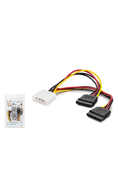 HADRON HDX5522 Molex to SATA Power Çoklayıcı Kablosu 2 in 1 20 cm Siyah