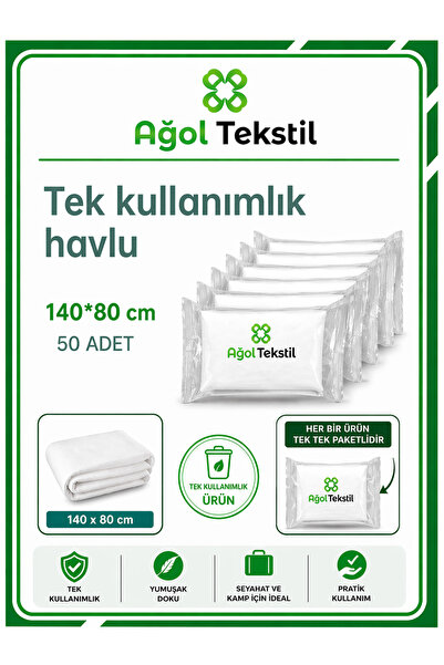 ağol tekstil Tek Kullanımlık Havlu Banyo/masaj/vücut Havlusu – 80x140 Cm (50 ...