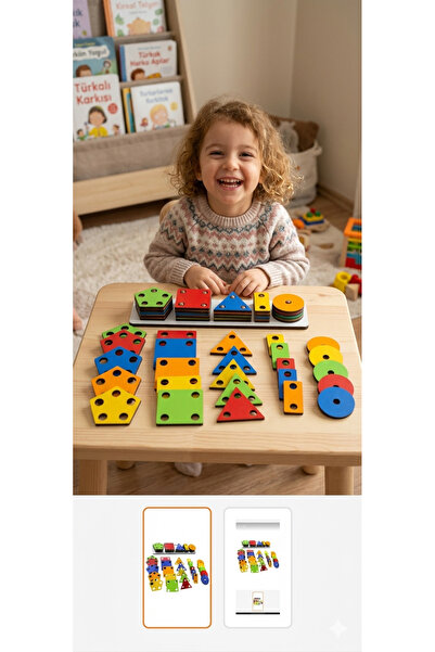 Wooden Toys 3mm Ahşap 5'li Geometri Geçirme